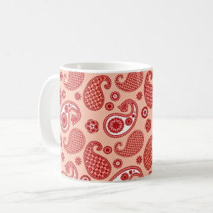 Mug Motif Paisley, Nuances de Café Orange Corail
