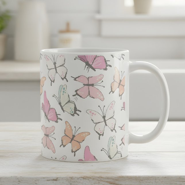 Mug Motif papillon (butterfly pattern mug)