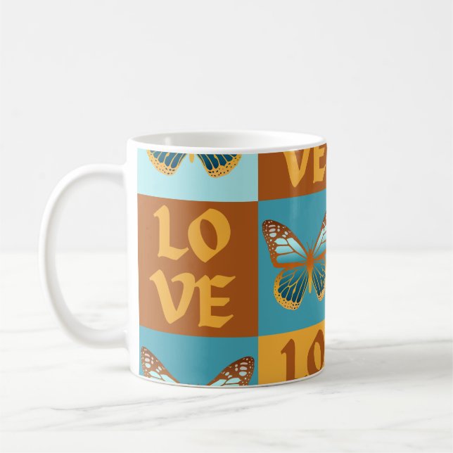 Mug Motif Papillon Amour | Dégradé Bleu & Orange (Gauche)