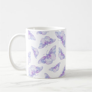 Mug Motif papillon violet aquarelle