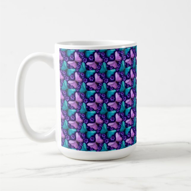 Mug Motif Papillon Violet et Sarcelle | Floral Sans Co (Gauche)