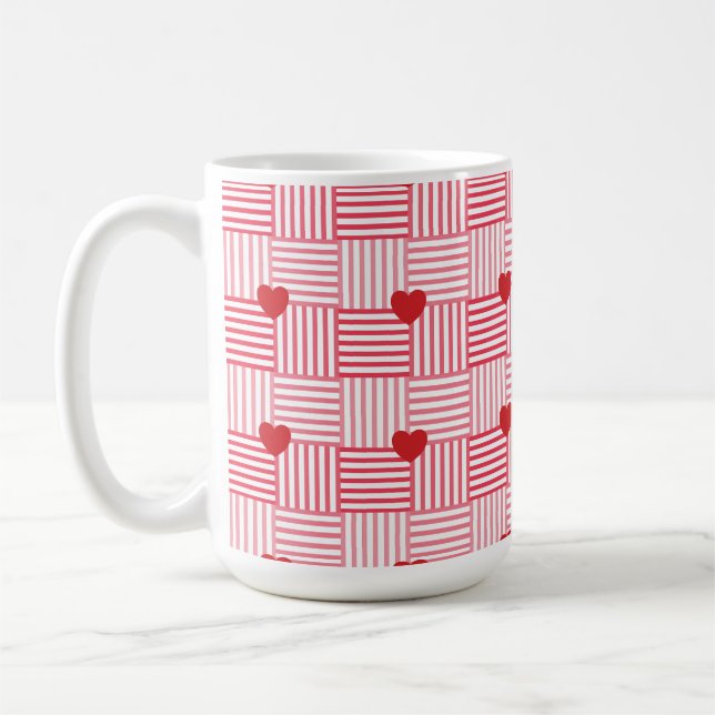 Mug Motif Patchwork Cœurs Rayés  (Gauche)