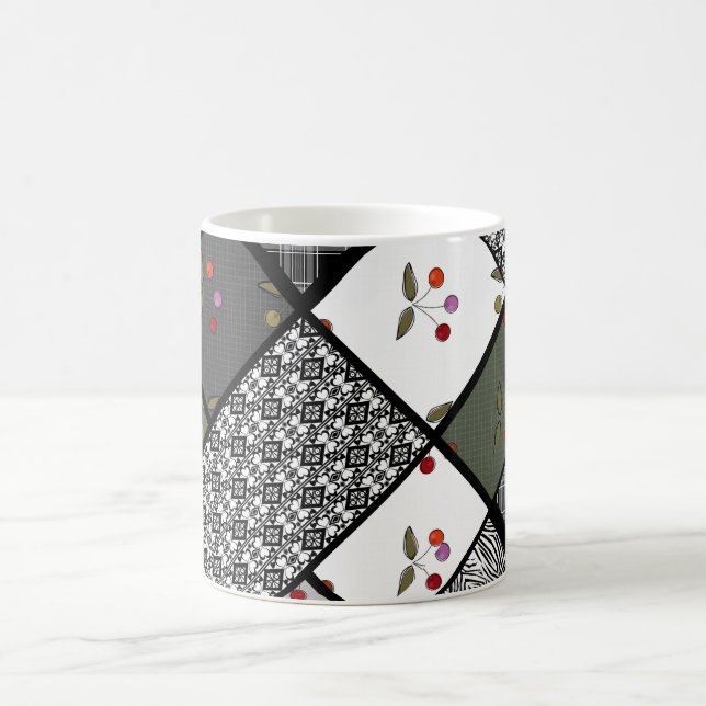 Mug Motif patchwork rustique Gris Olive (Centre)