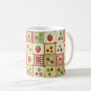 Mug Motif Patchwork Vintage Fraise Cottagecore