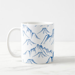 Mug Motif paysager de montagne tiré à la main.