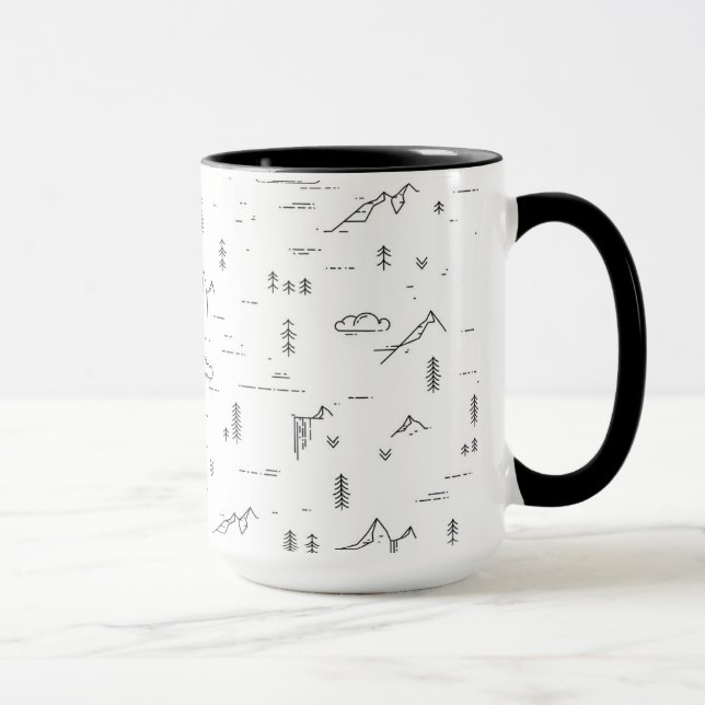Mug Motif paysager des lignes de bois géométriques (Droite)
