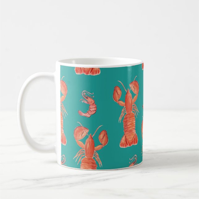 Mug Motif peint à la main pour langouste de homard (Gauche)