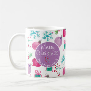 Mug Motif peint à la main sur le thème de Noël à l'aqu