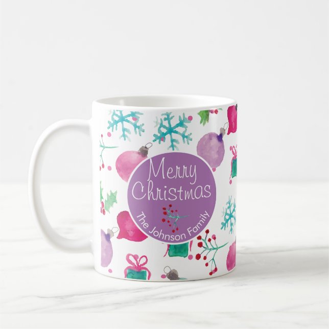 Mug Motif peint à la main sur le thème de Noël à l'aqu (Gauche)