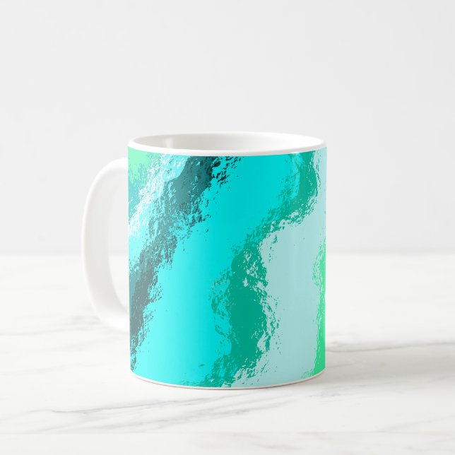 Mug Motif peint expressif bleu sarcelle vert (Devant gauche)