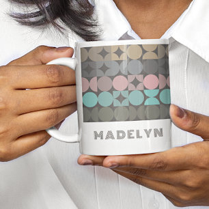 Mug Motif personnalisé de cercles et de carrés abstrai