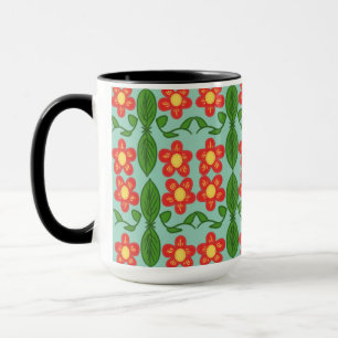 Mug Motif personnalisé de fleurs et de feuilles d'art 
