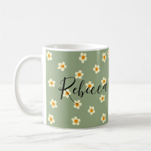 Mug Motif personnalisé de marguerite verte moderne mig