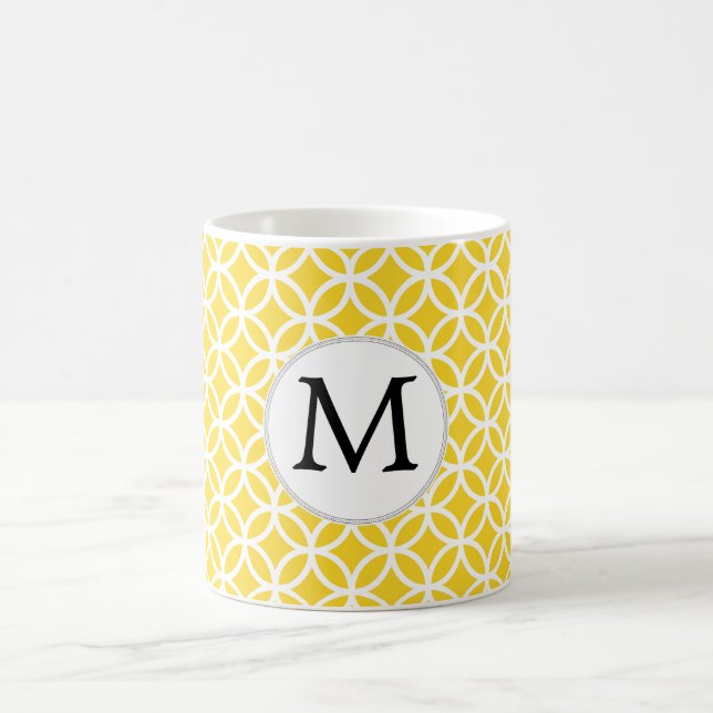 Mug Motif Personnalisé Monogramme Jaune double anneaux (Centre)