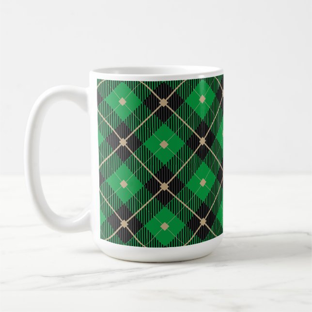 Mug Motif plaid Black Green tendance (Gauche)