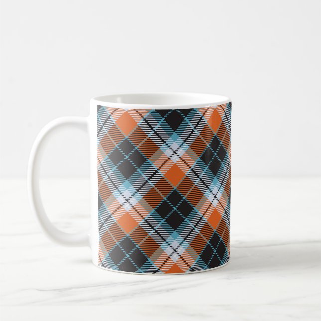 Mug Motif Plaid Bleu Orange Automne (Gauche)
