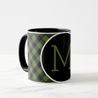 Mug Motif Plaid de contrôle de bison noir vert personn