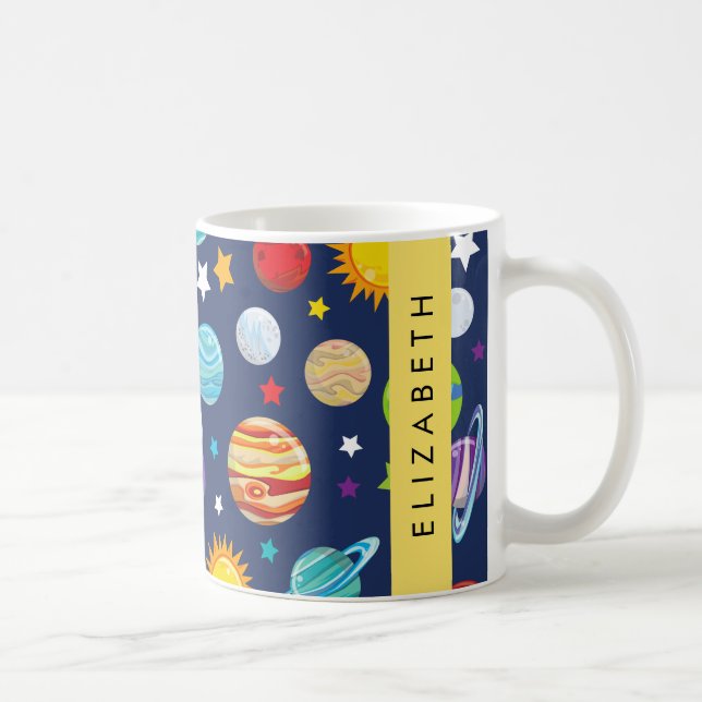 Mug Motif, Planètes, Étoiles, Cosmos, Votre Nom (Droite)
