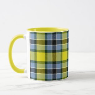 Mug Motif plat moderne bleu et jaune Tartan