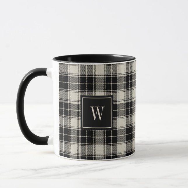 Mug Motif plat noir et blanc cassé avec Monogramme (Gauche)