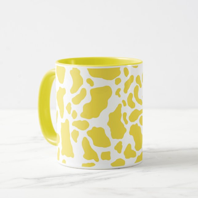 Mug Motif Poster de animal des points de vache jaune (Devant gauche)