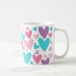 Mug Motif pourpre et bleu rose mignon de coeurs