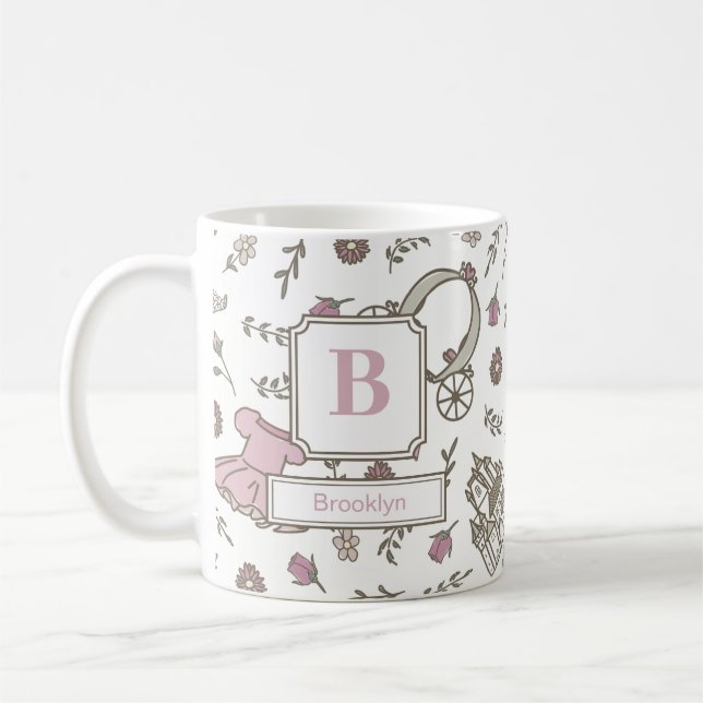 Mug Motif Princesse Rose Monogramme (Gauche)