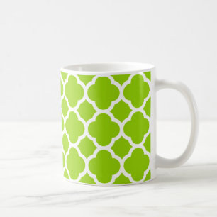 Mug Motif Quatrefeuilles Vert Citron/Citron et Blanc