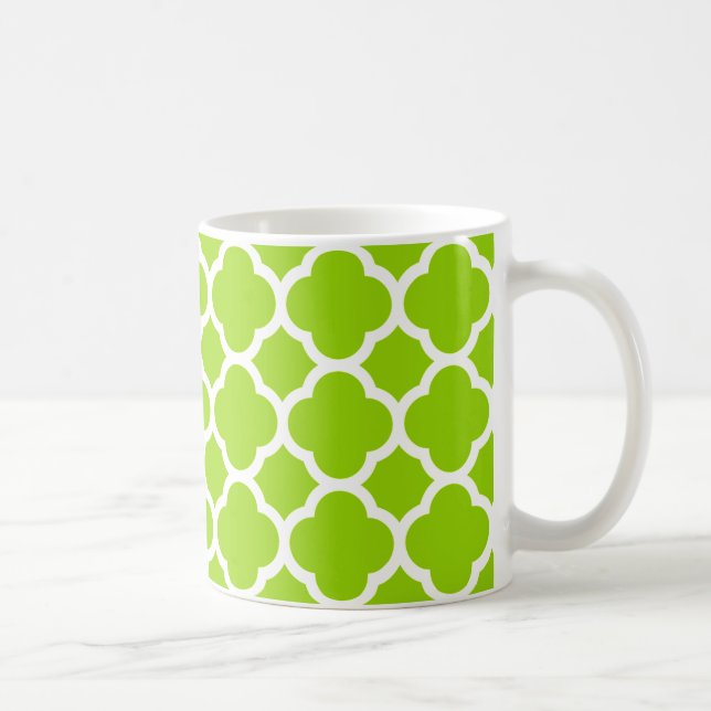 Mug Motif Quatrefeuilles Vert Citron/Citron et Blanc (Droite)