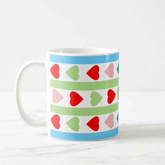 Mug Motif rayé avec des cœurs pour la Saint-Valentin  (Gauche)