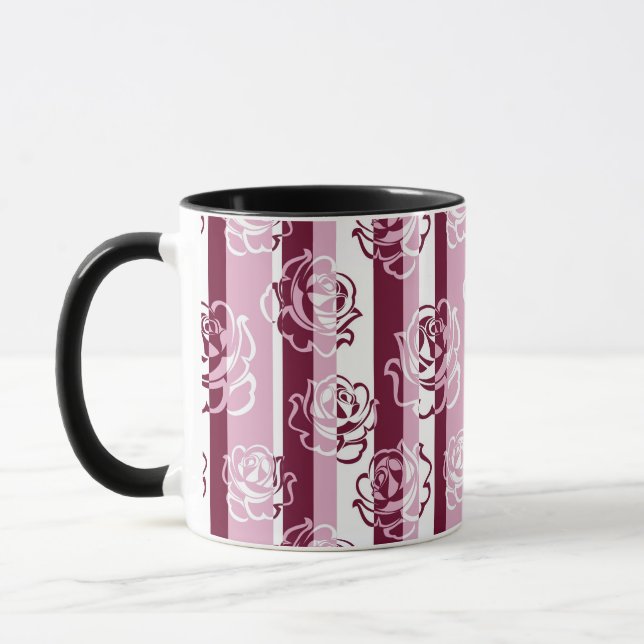 Mug Motif rayé avec des roses (Gauche)