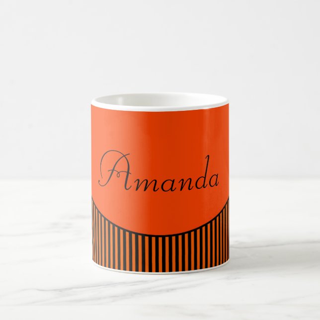 Mug Motif rayé combiné noir et orange (Centre)