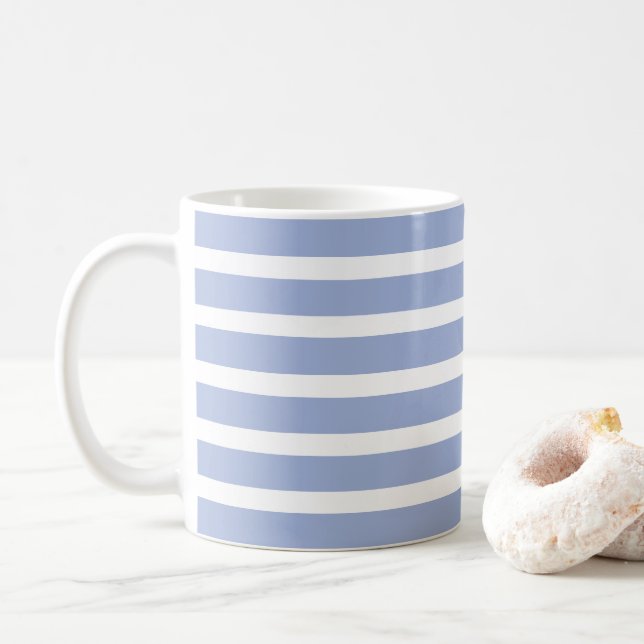 Mug Motif rayé côtier d'été bleu blanc (Avec donut)