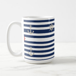 Mug Motif rayé d'ancre de voilier nautique