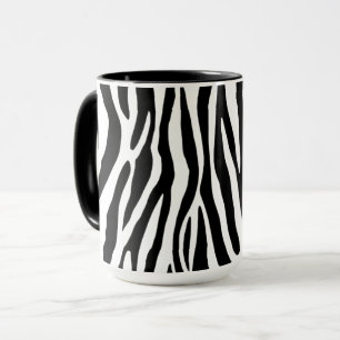 Mug Motif rayé de zèbre Ani noir et blanc classique