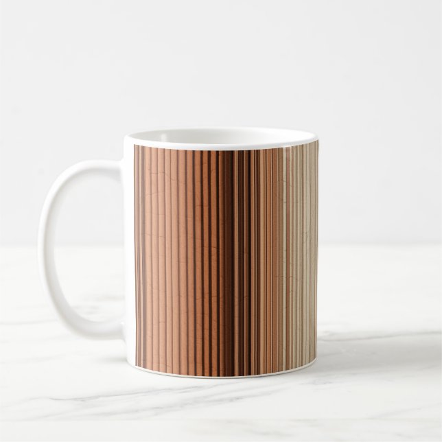 Mug Motif rayé élégant en terre cuite et beige (Gauche)