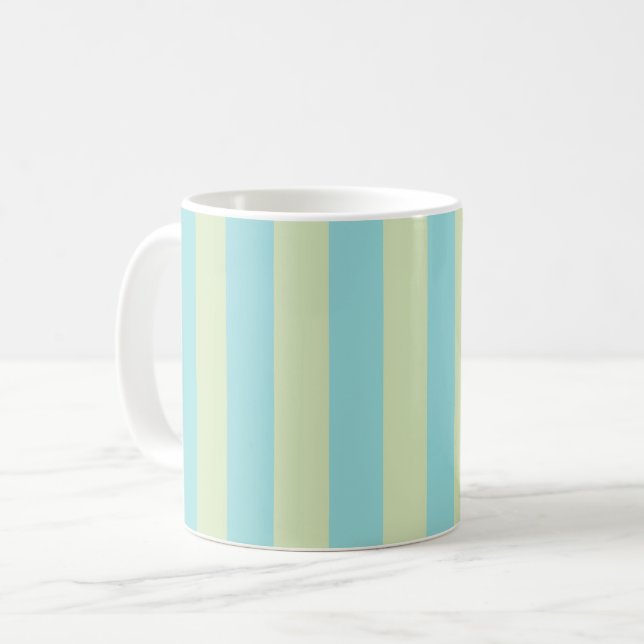 Mug Motif rayé pastel doux – Citron Crème & Patelle  (Devant gauche)