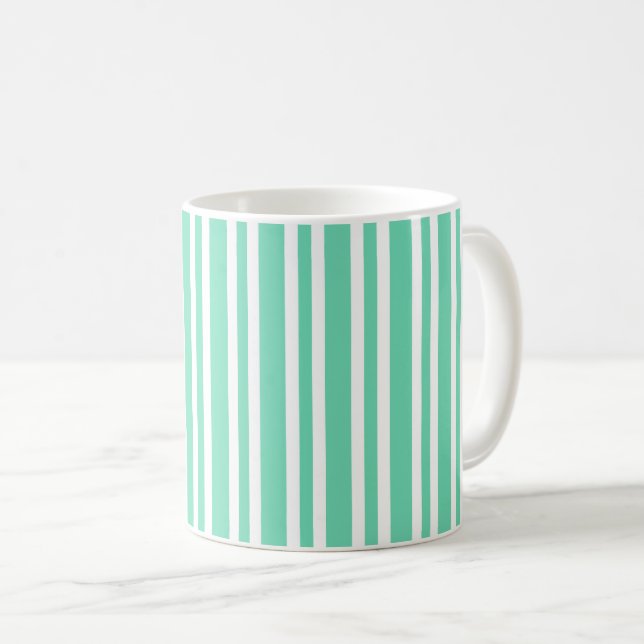 Mug Motif Rayures Blanches Aquamarine (Devant droit)