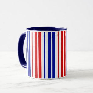 Mug Motif rayures blanches rouges bleues  