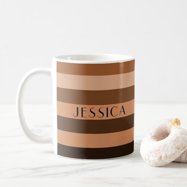 Mug Motif Rayures Elégantes Modernes Nom (Avec donut)