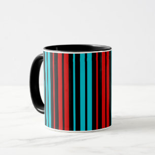 Mug Motif rayures rouges bleues noires  