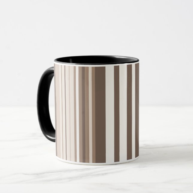 Mug Motif rayures ton neutre terrien  (Devant gauche)