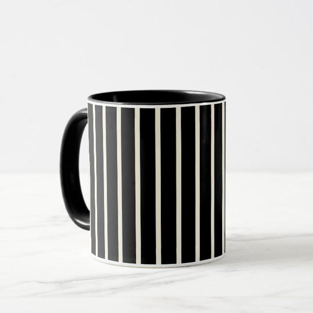 Mug Motif rayures verticales noires et blanches classi (Devant gauche)