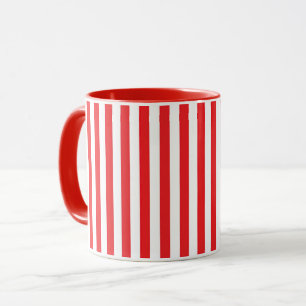 Mug Motif rayures verticales rouges et blanches classi