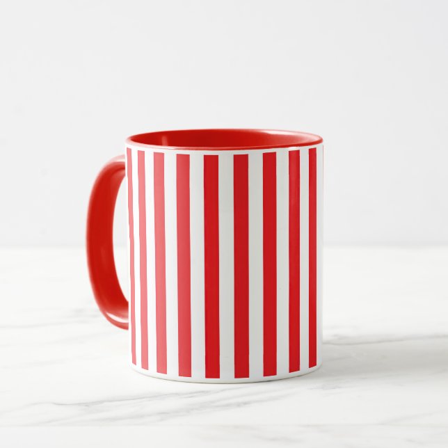 Mug Motif rayures verticales rouges et blanches classi (Devant gauche)
