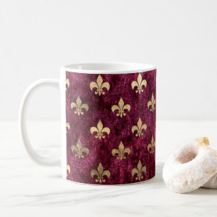 Mug Motif Red Velvet Fleur De Lis Mardi Gras Orleans