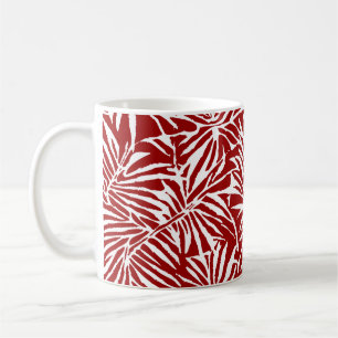 Mug Motif Répétant à feuilles tropicales blanches et r