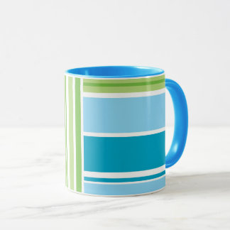 Mug Motif rétro à bande bleue verte de chaux