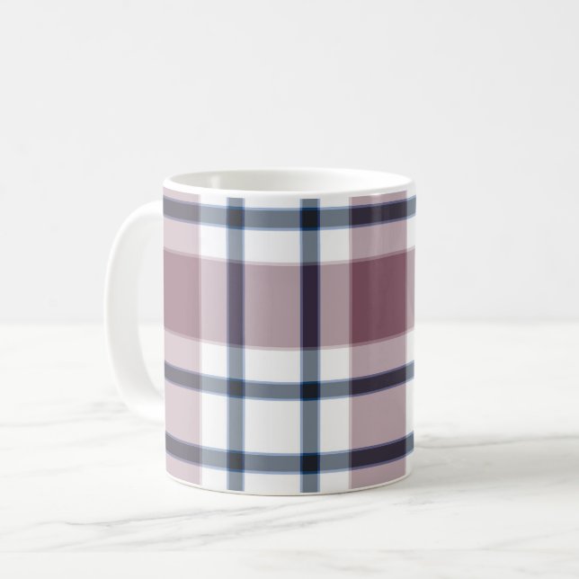 Mug Motif rétro à carreaux clair marron gris blanc (Devant gauche)