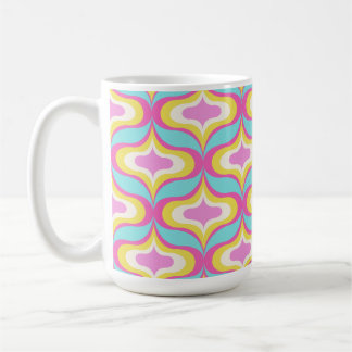 Mug Motif Rétro Bleu Rose Blanc